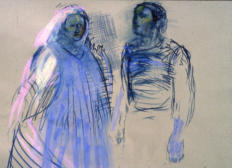 Man and Wife C.1993. Charcoal and Watercolour on paper.