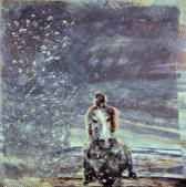 Horseman in Snow Flurry. Oil on Canvas. C.1978. Collection Open University 